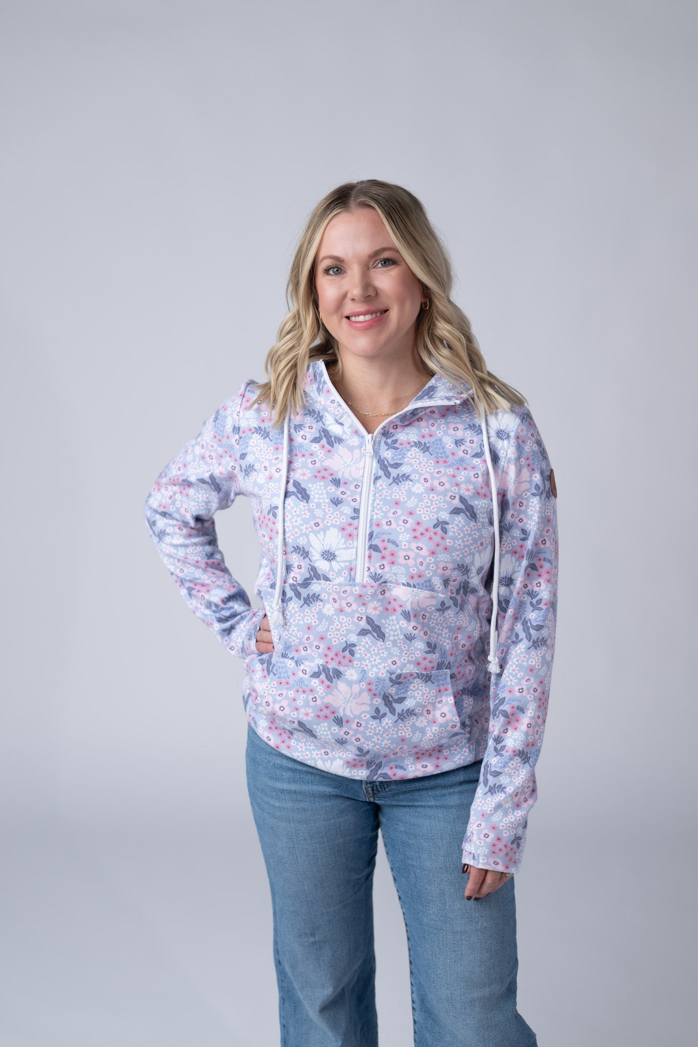 IN STOCK HalfZip Hoodie - Ditsy Blush Floral