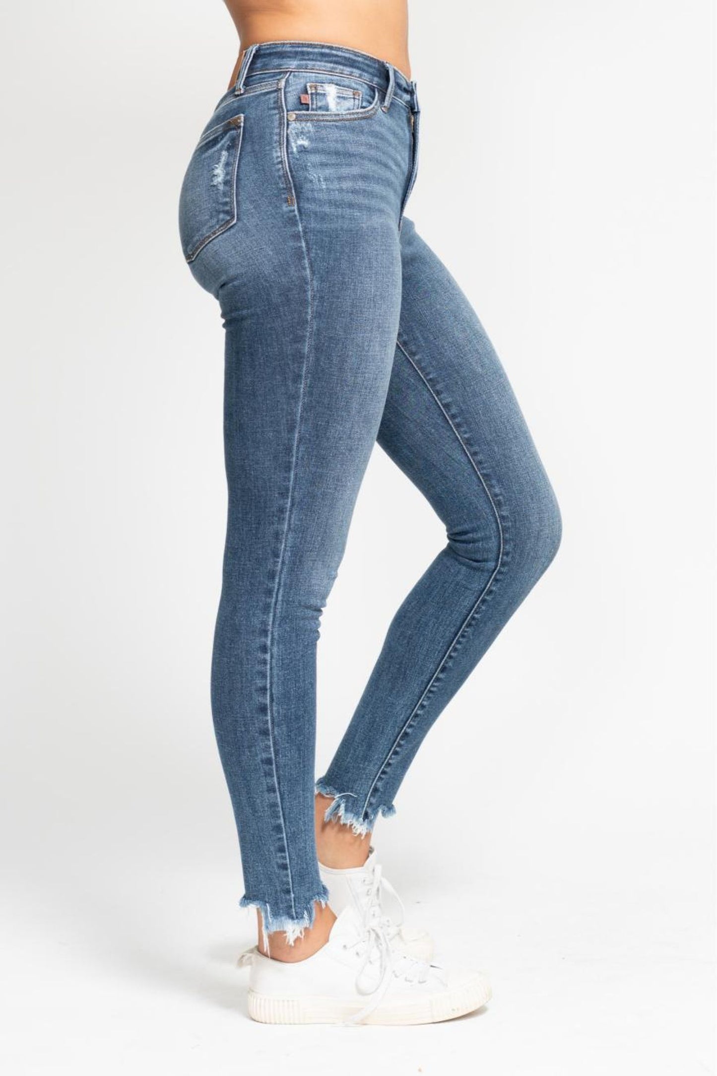 Judy Blue Shark Bite Hem High Waist Skinny Jeans