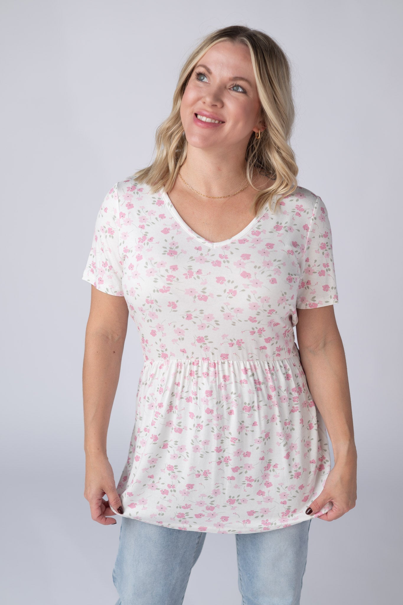 IN STOCK Sarah Ruffle Short Sleeve - Pretty in Pink Floral