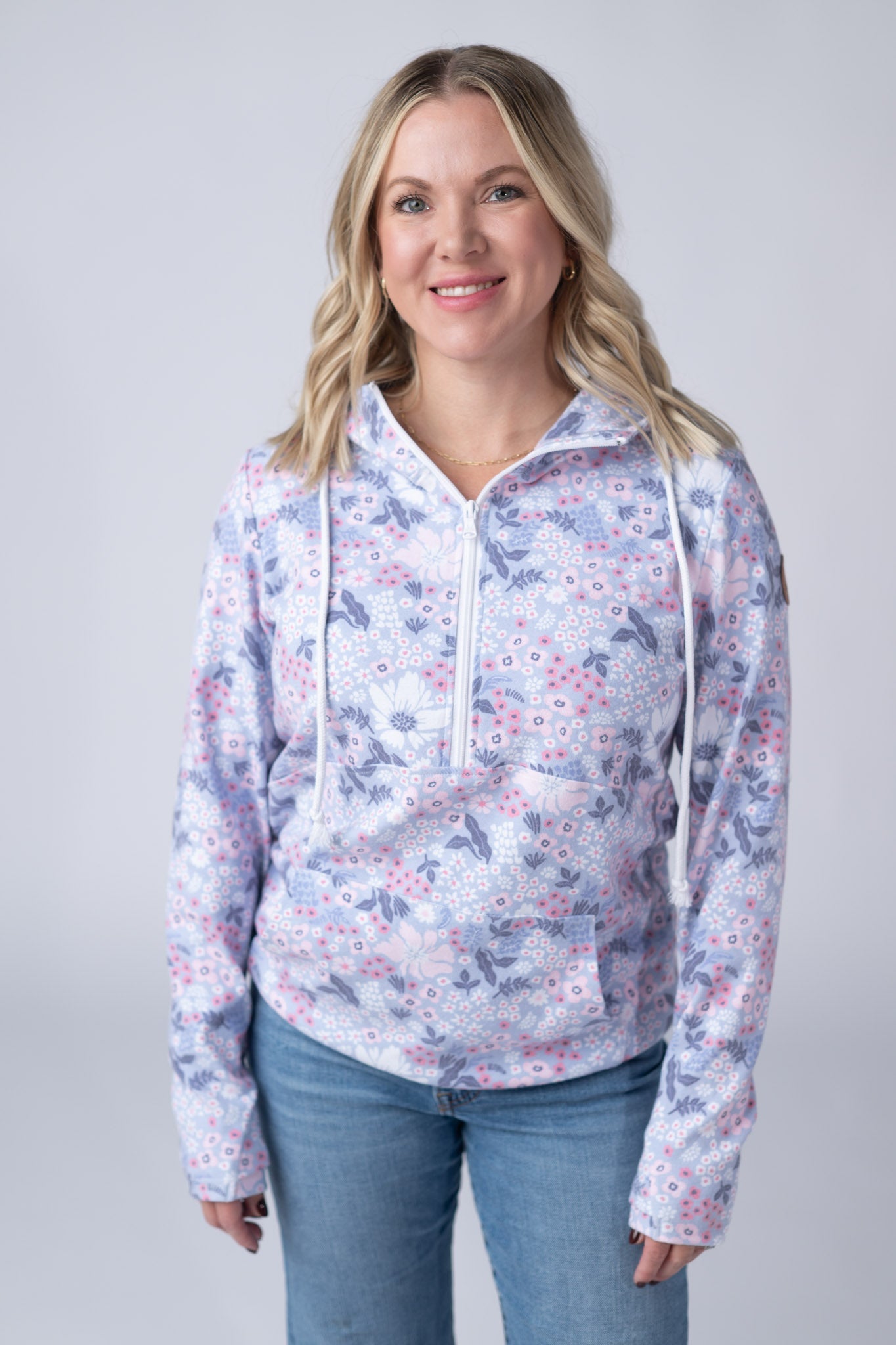 IN STOCK HalfZip Hoodie - Ditsy Blush Floral