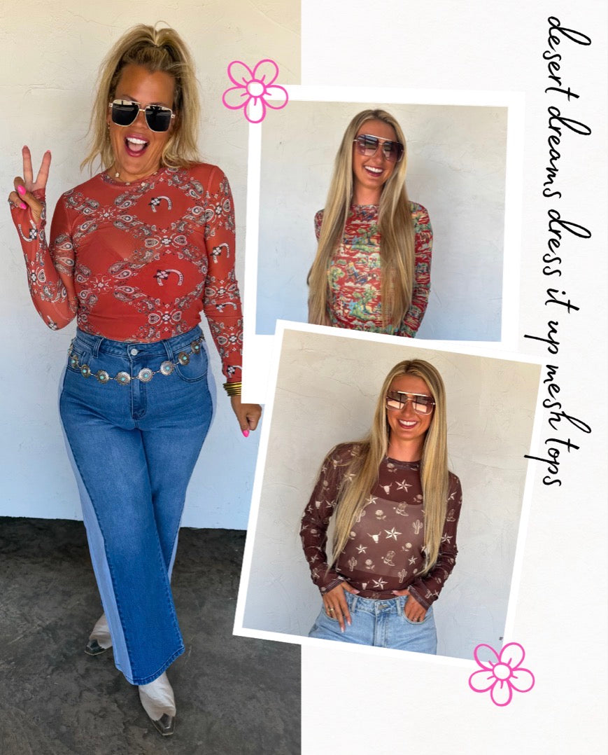 PREORDER- DESERT DREAMS DRESS IT UP MESH TOPS