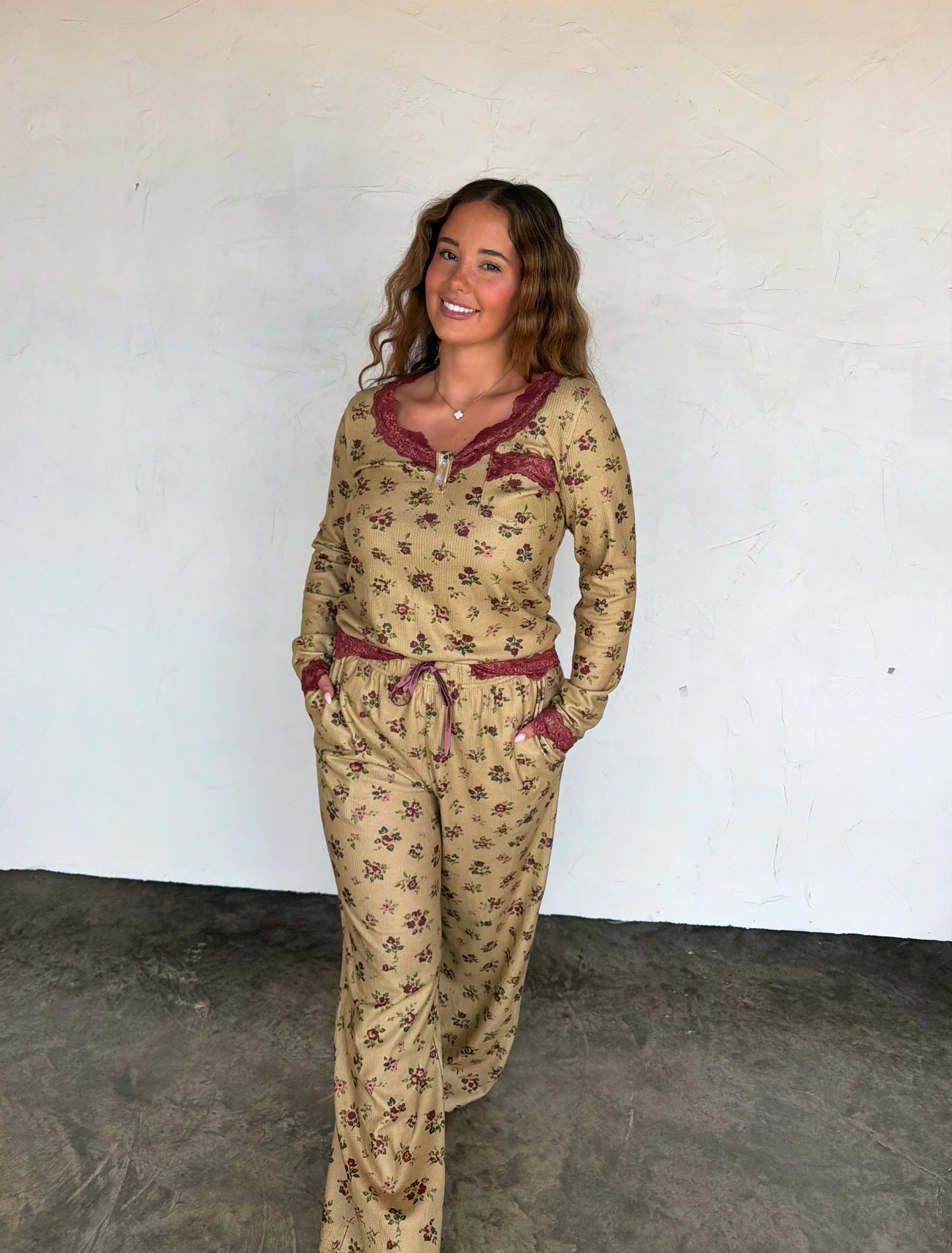 PREORDER- FLORAL & LACE WAFFLE PJS