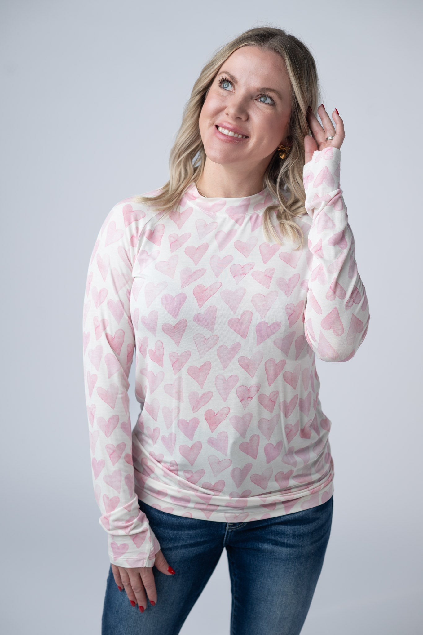 IN STOCK Blair Long Sleeve Top -  Blushing Pink Hearts