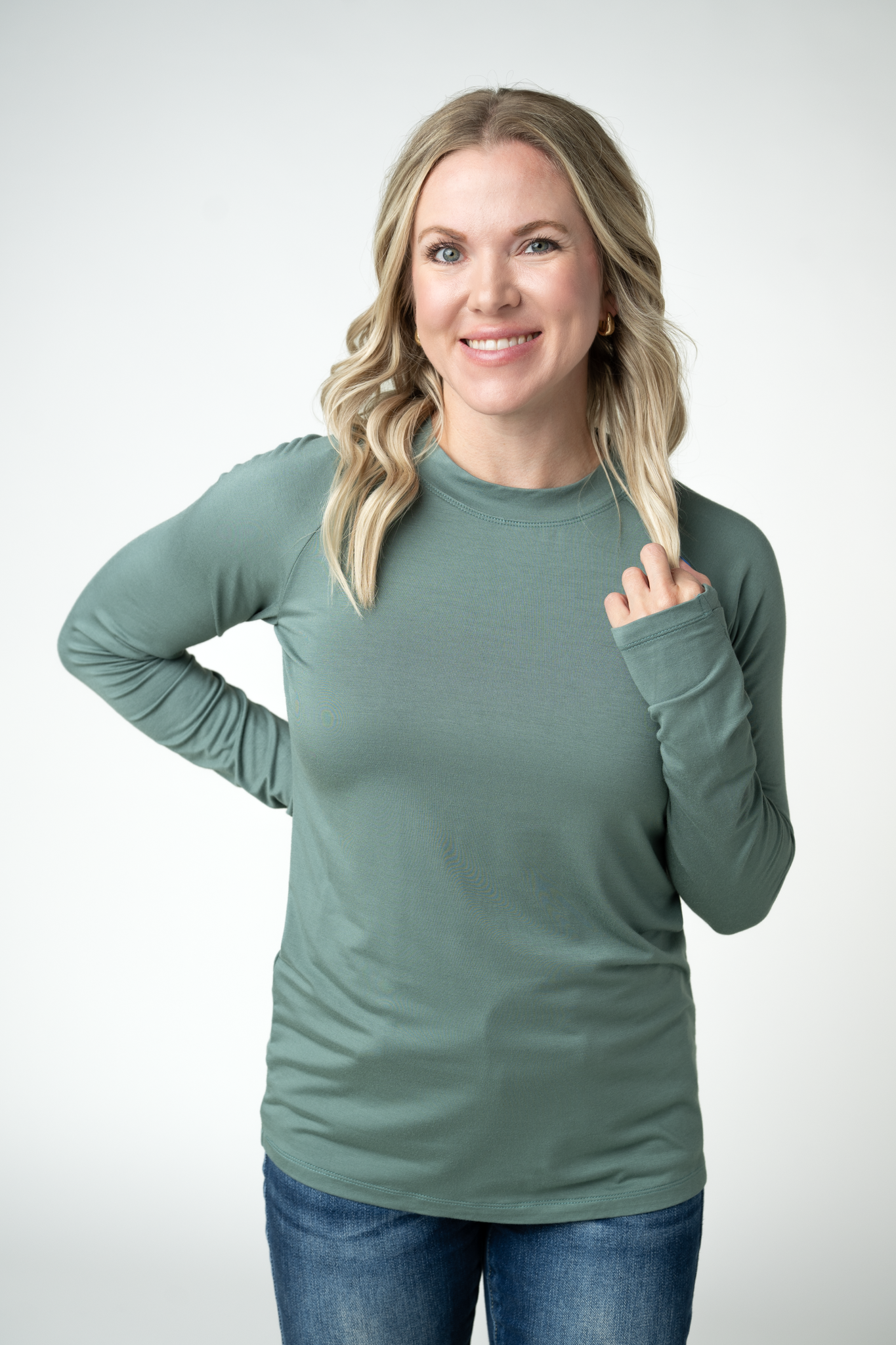 IN STOCK Blair Long Sleeve Top - Dusty Jade