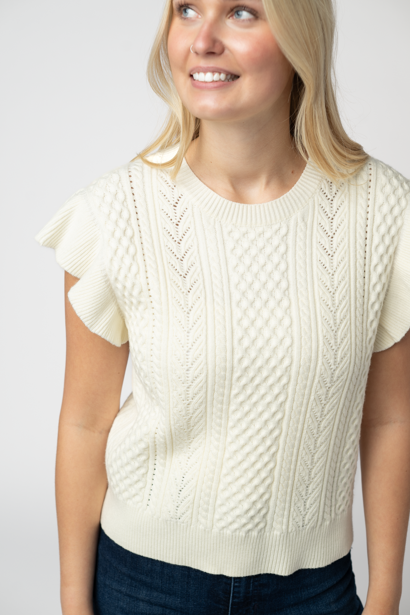 IN STOCK Felicity Flutter Sweater Top - Ivory
