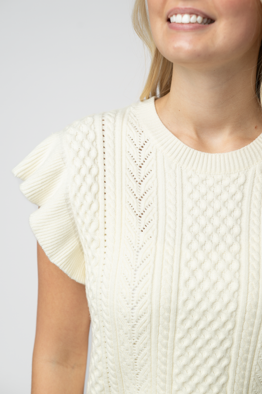 IN STOCK Felicity Flutter Sweater Top - Ivory