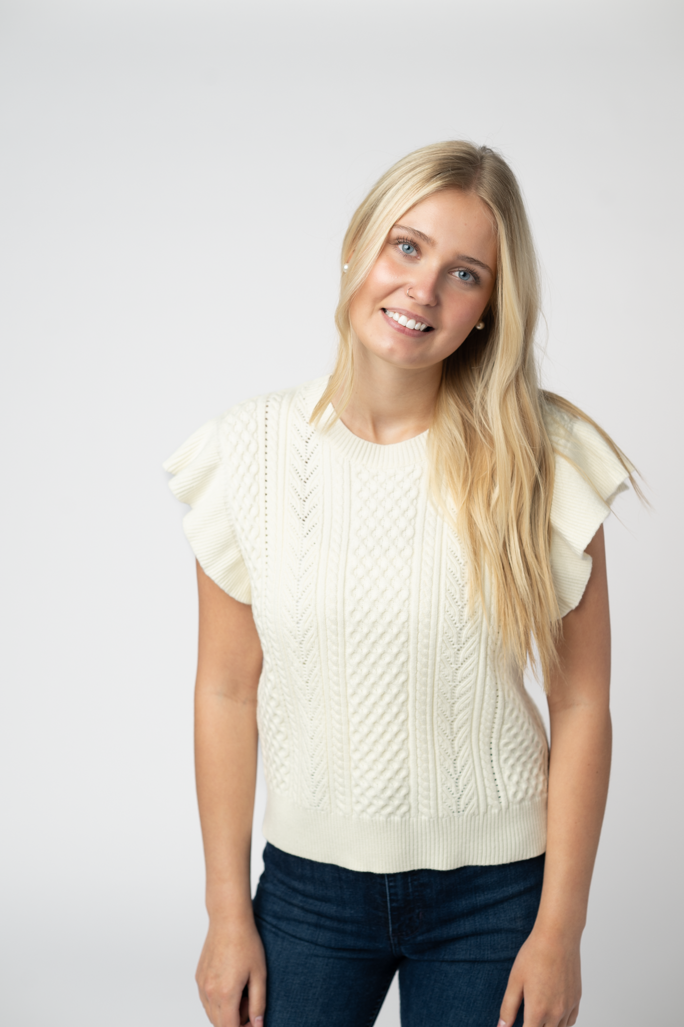 IN STOCK Felicity Flutter Sweater Top - Ivory