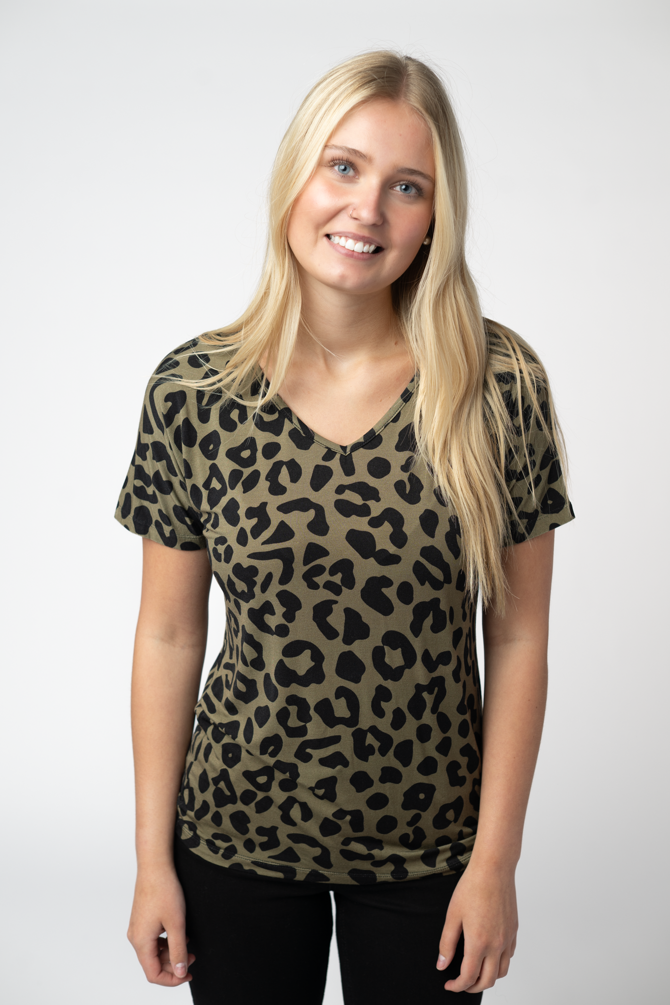 IN STOCK Chloe Cozy Top - Olive Animal Print