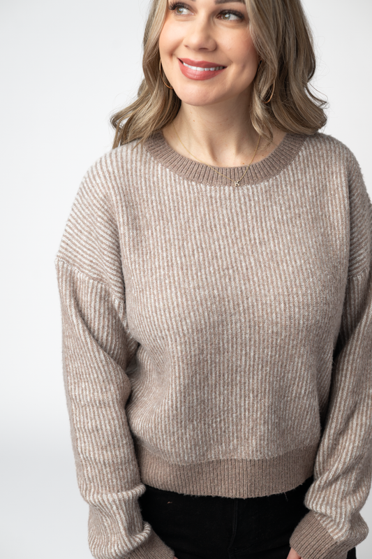 IN STOCK Josie Cozy Crew Sweater - Mocha