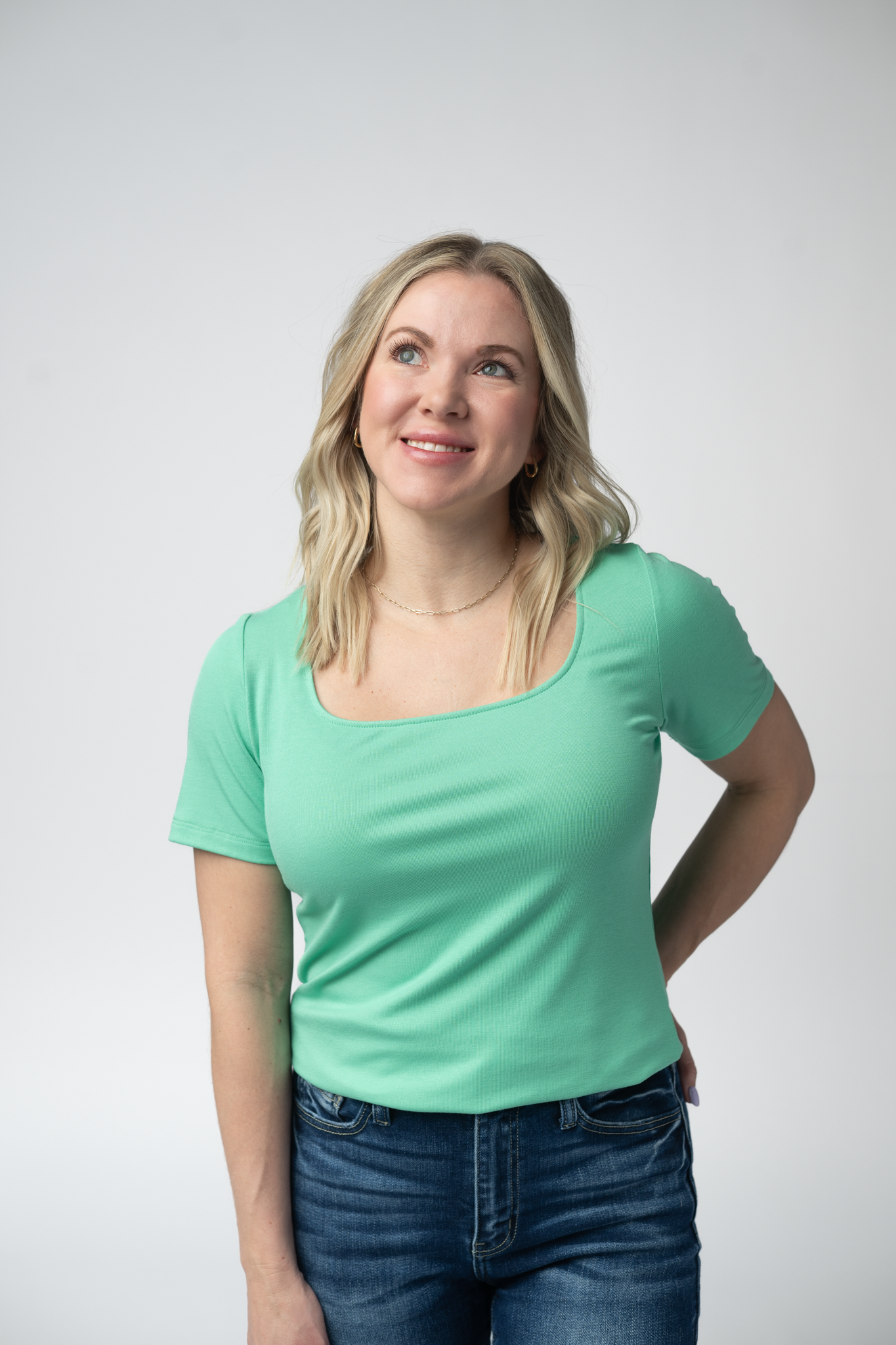 IN STOCK Short Sleeve Alyssa Top - Aquamarine