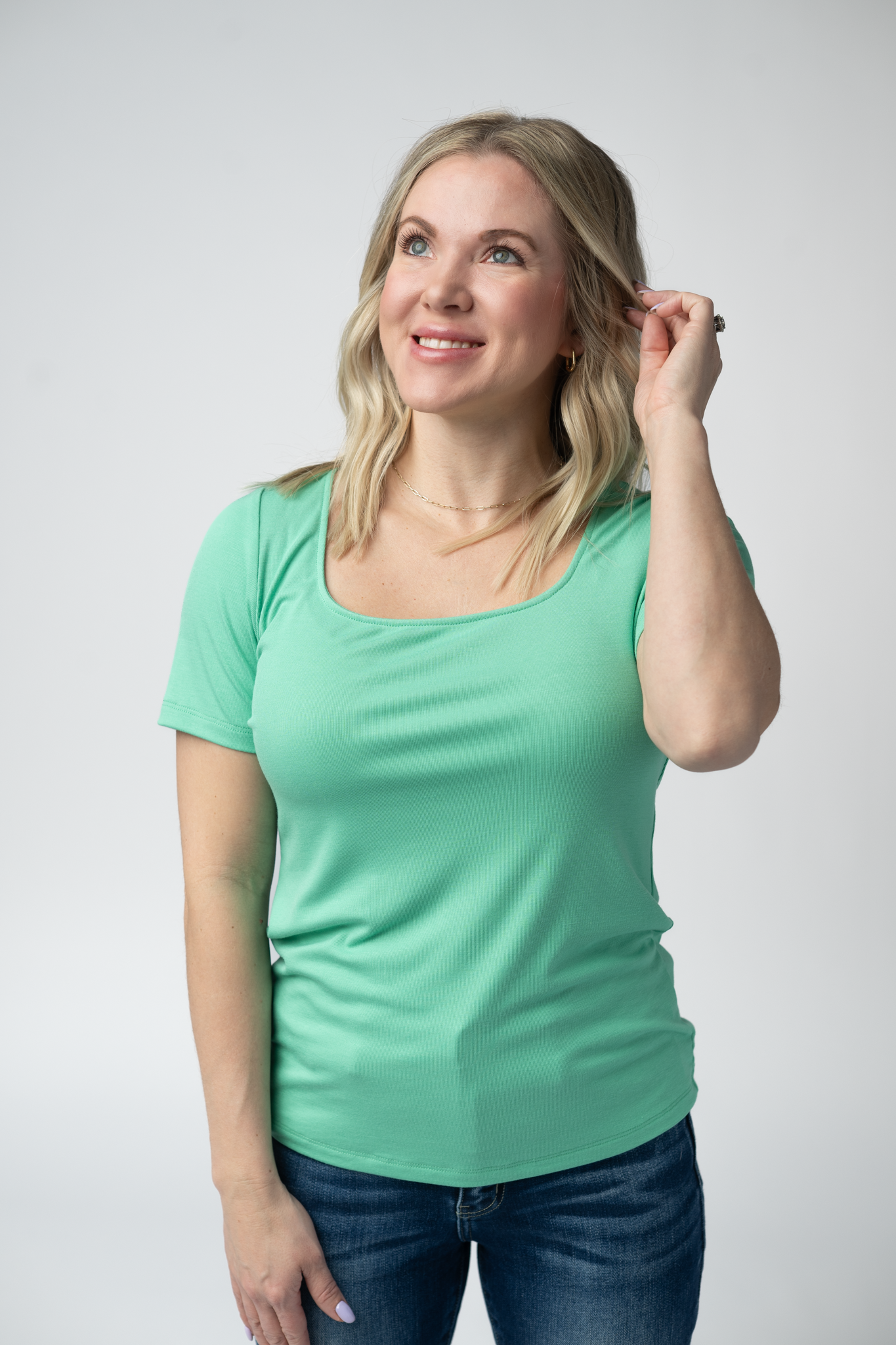 IN STOCK Short Sleeve Alyssa Top - Aquamarine