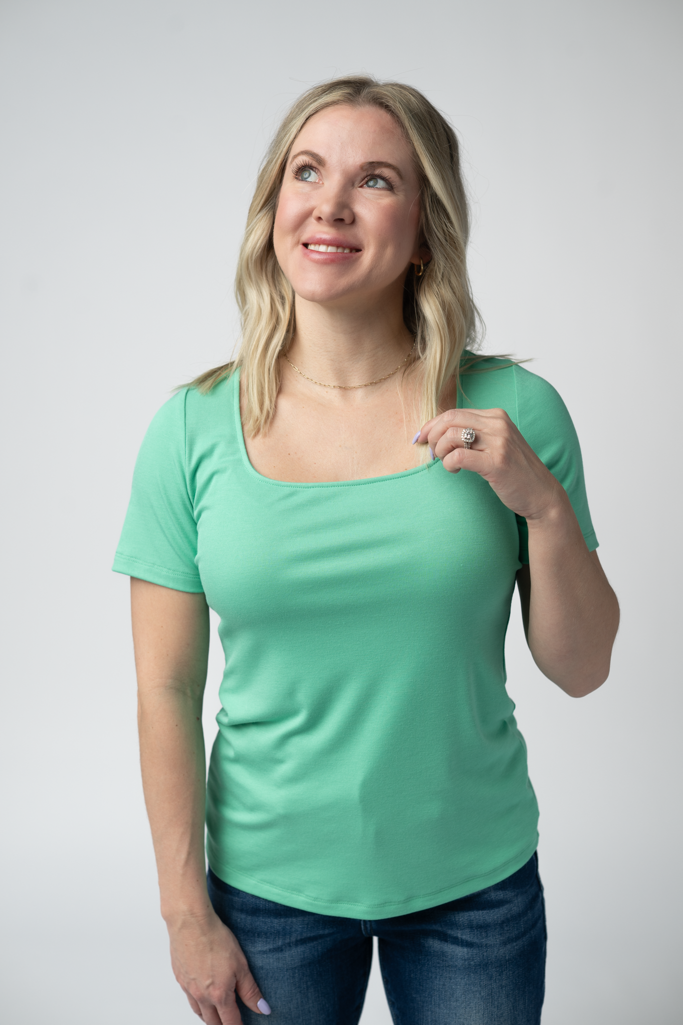 IN STOCK Short Sleeve Alyssa Top - Aquamarine