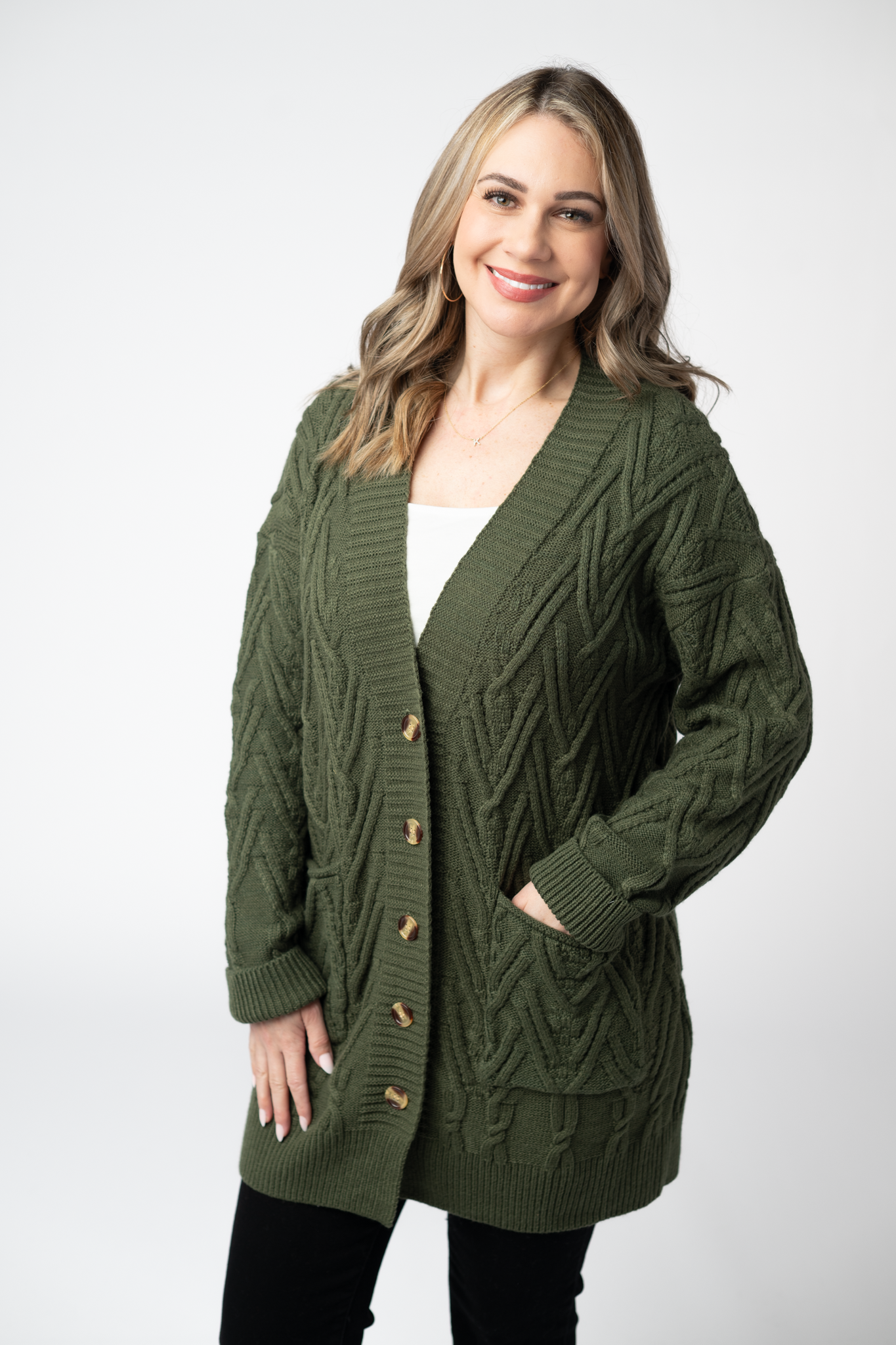 IN STOCK Brooks Button Sweater Cardigan - Olive