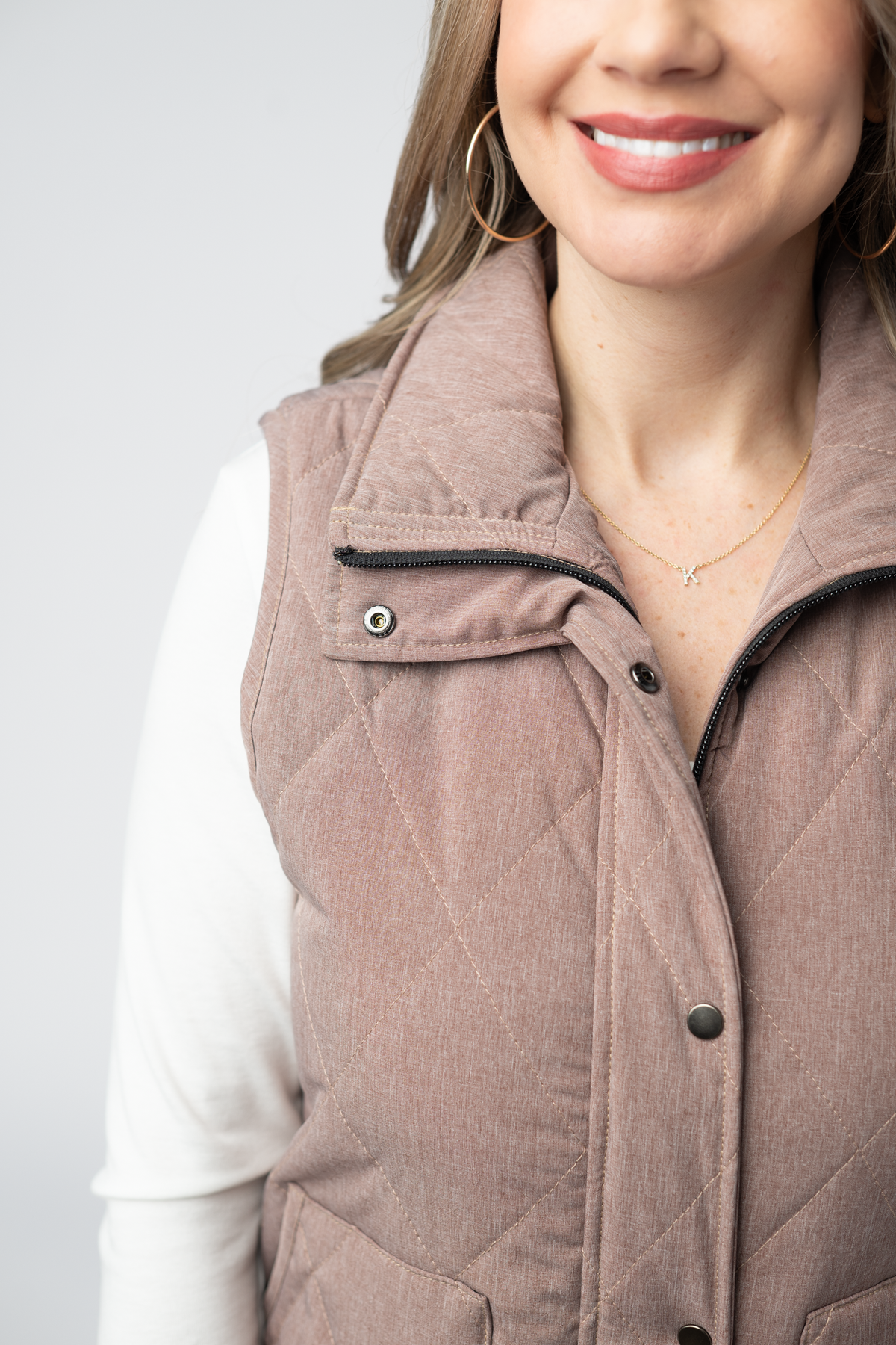 IN STOCK Remy Zip Up Vest - Chestnut