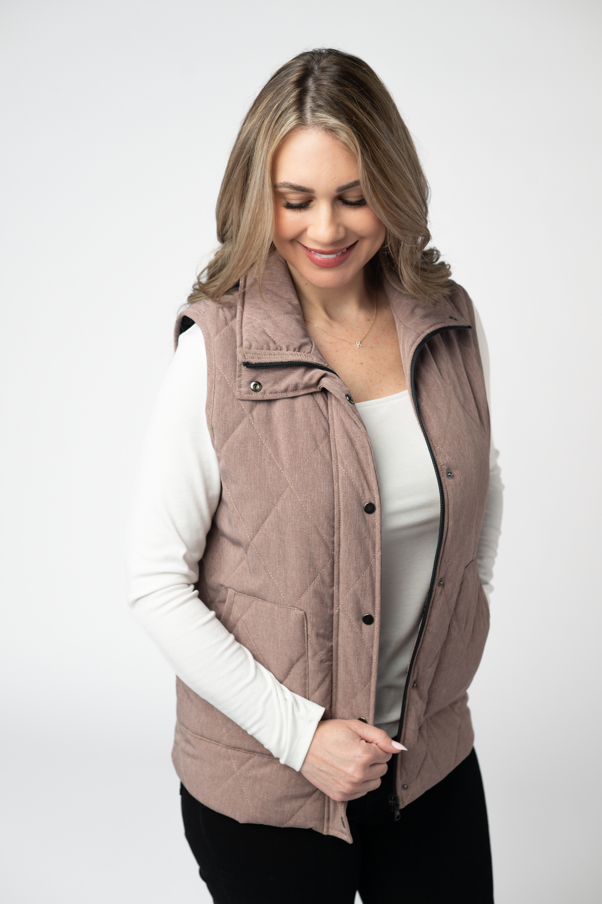 IN STOCK Remy Zip Up Vest - Chestnut