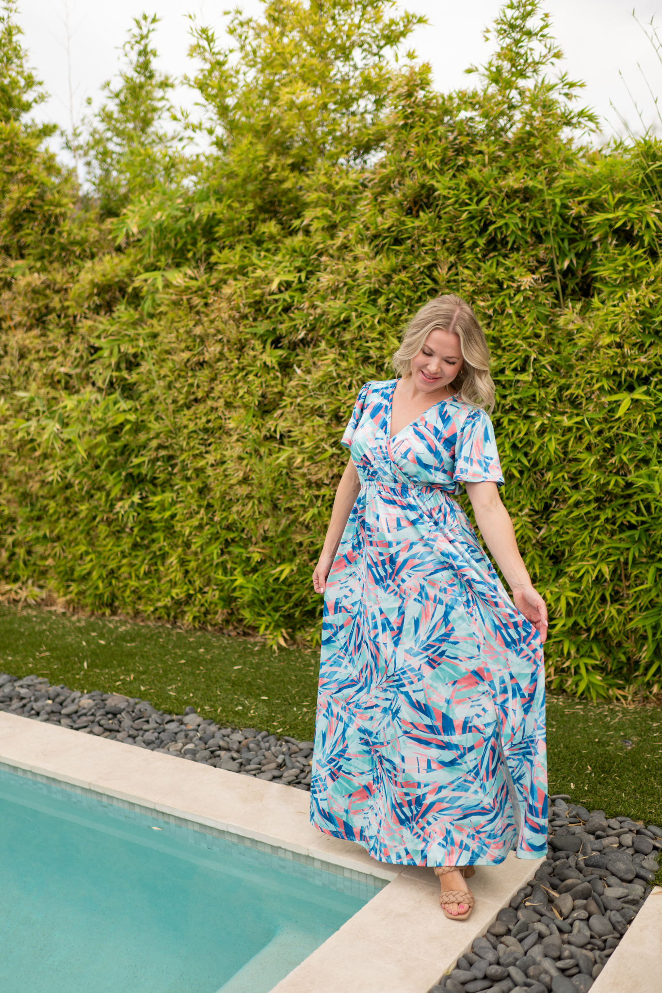 IN STOCK Millie Maxi Dress - Abstract Aqua Breeze