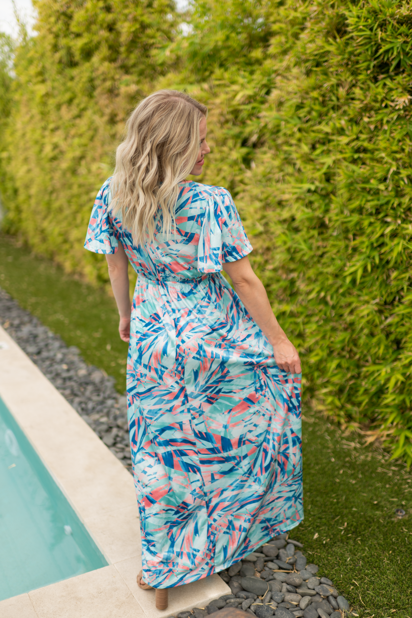IN STOCK Millie Maxi Dress - Abstract Aqua Breeze