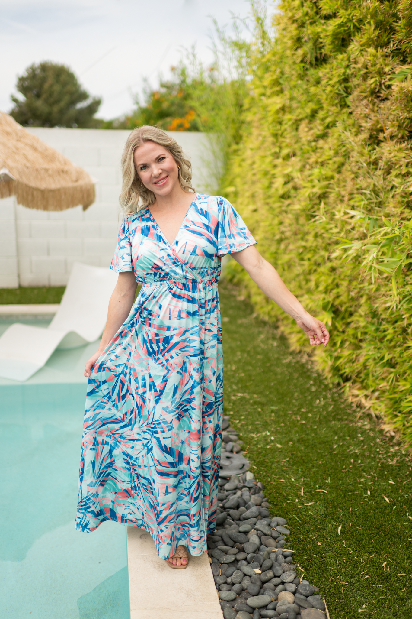 IN STOCK Millie Maxi Dress - Abstract Aqua Breeze