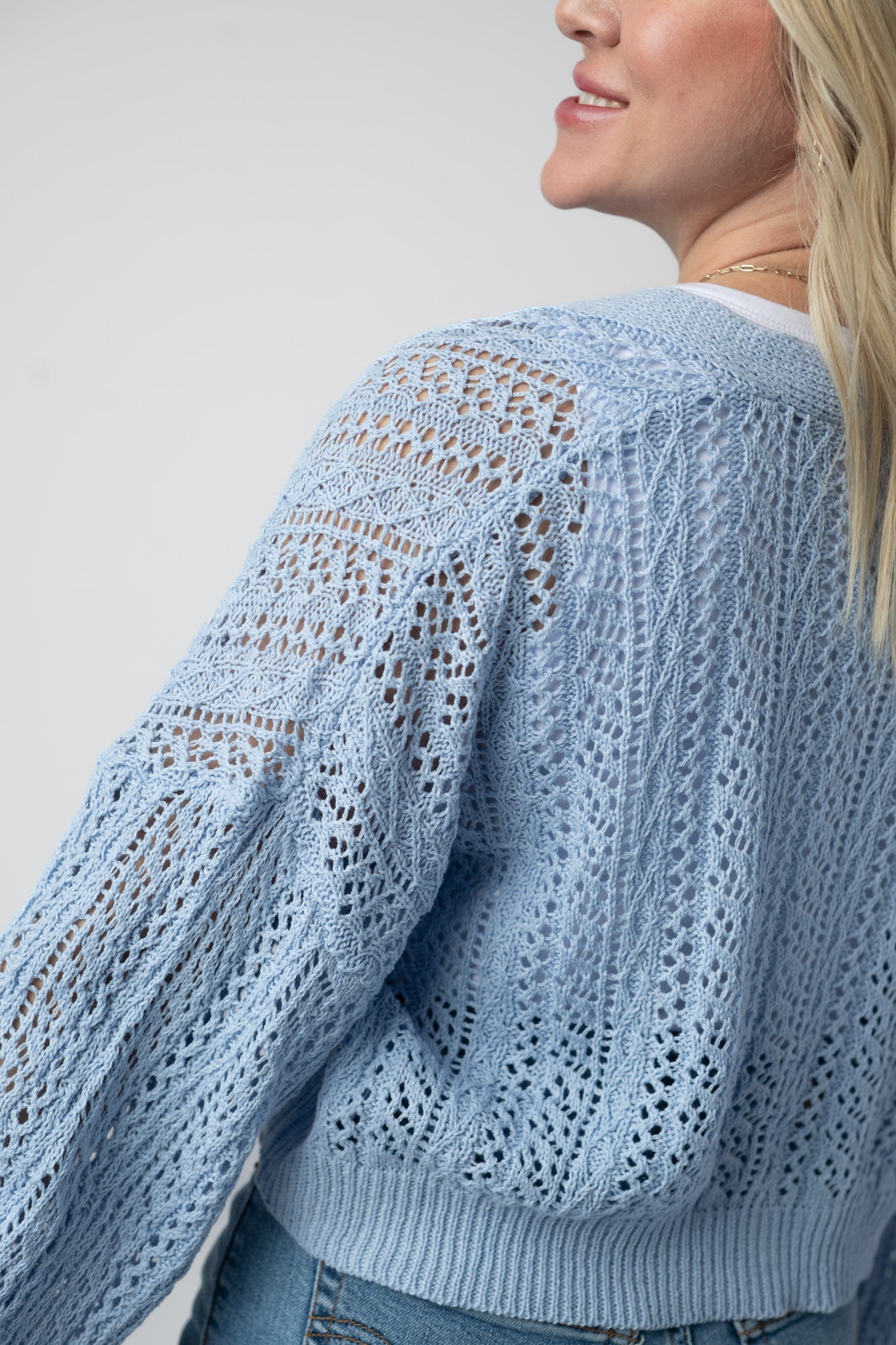 IN STOCK Callie Cropped Cardigan - Sky Blue