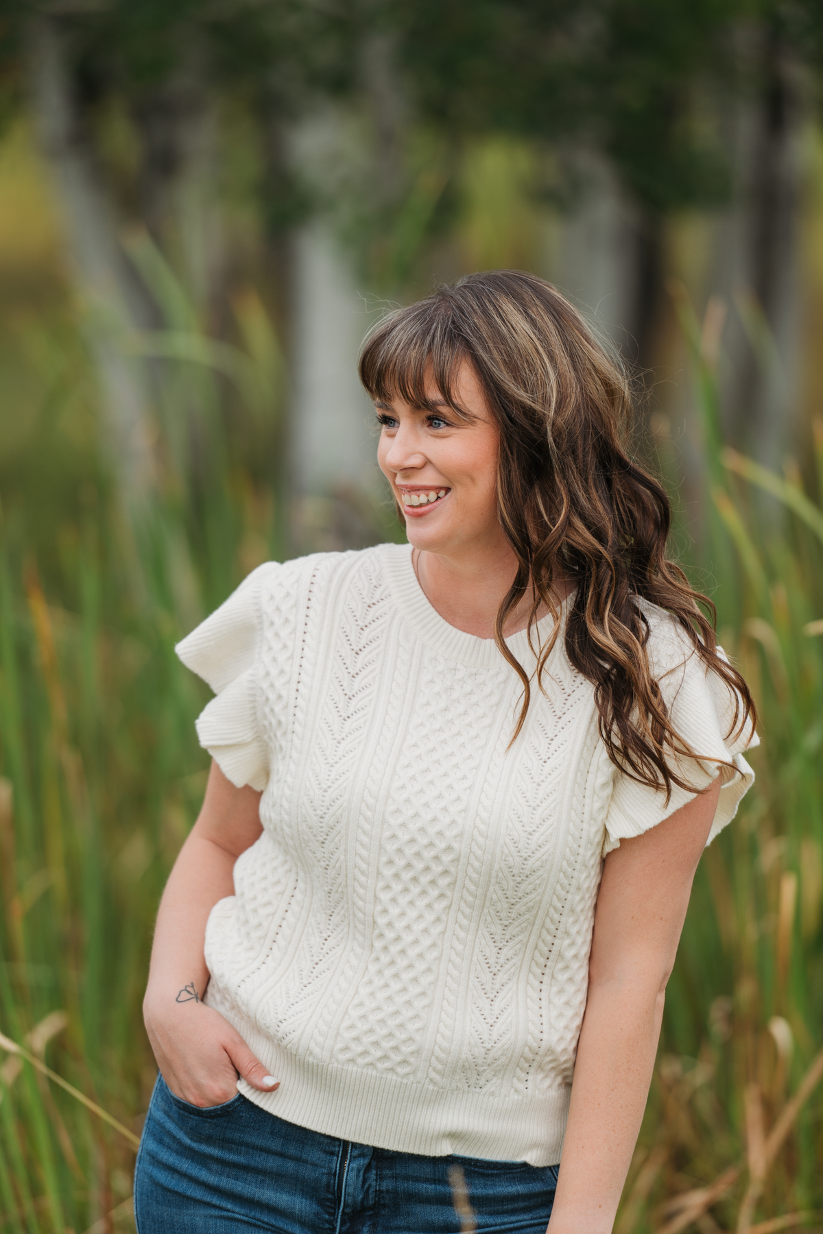 IN STOCK Felicity Flutter Sweater Top - Ivory