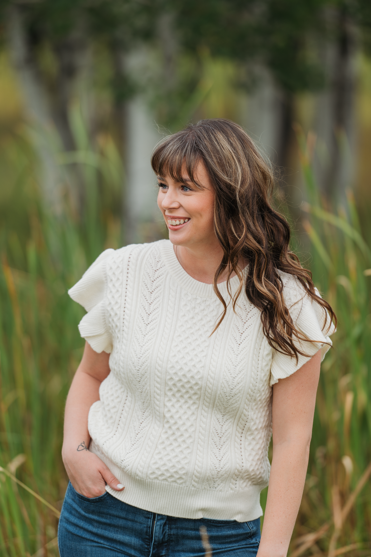 IN STOCK Felicity Flutter Sweater Top - Ivory