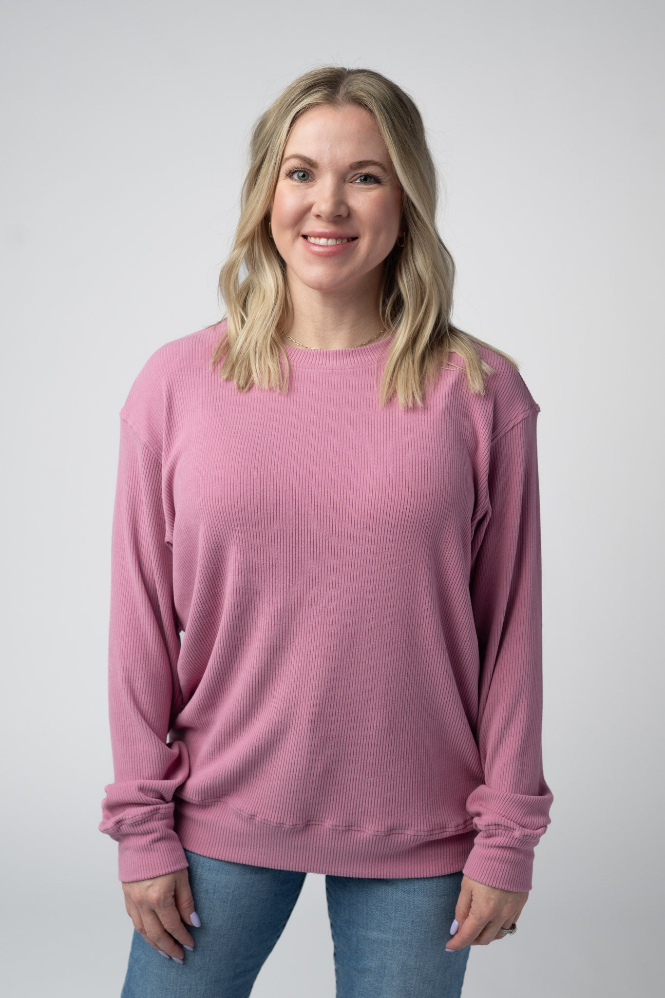 IN STOCK Corrine Ribbed Pullover Top - Rose