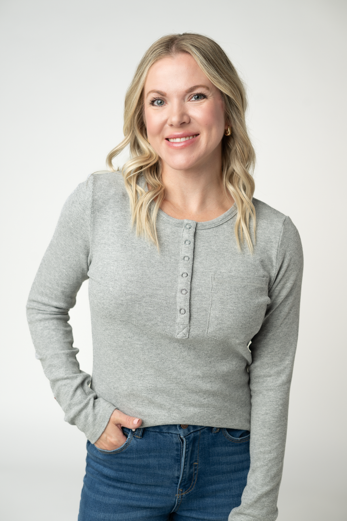IN STOCK Georgia Long Sleeve Top - Light Grey