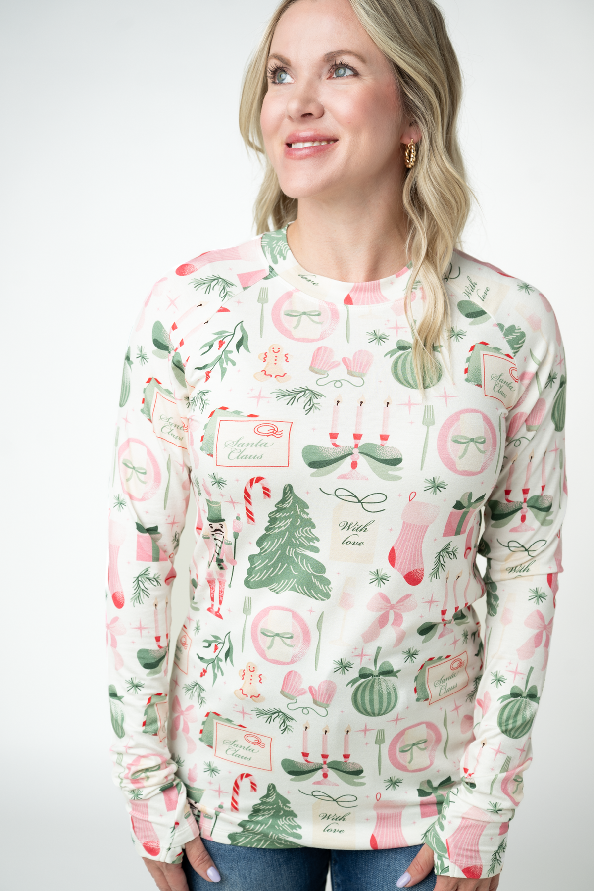 IN STOCK Blair Long Sleeve Top - Pink Pine Noel