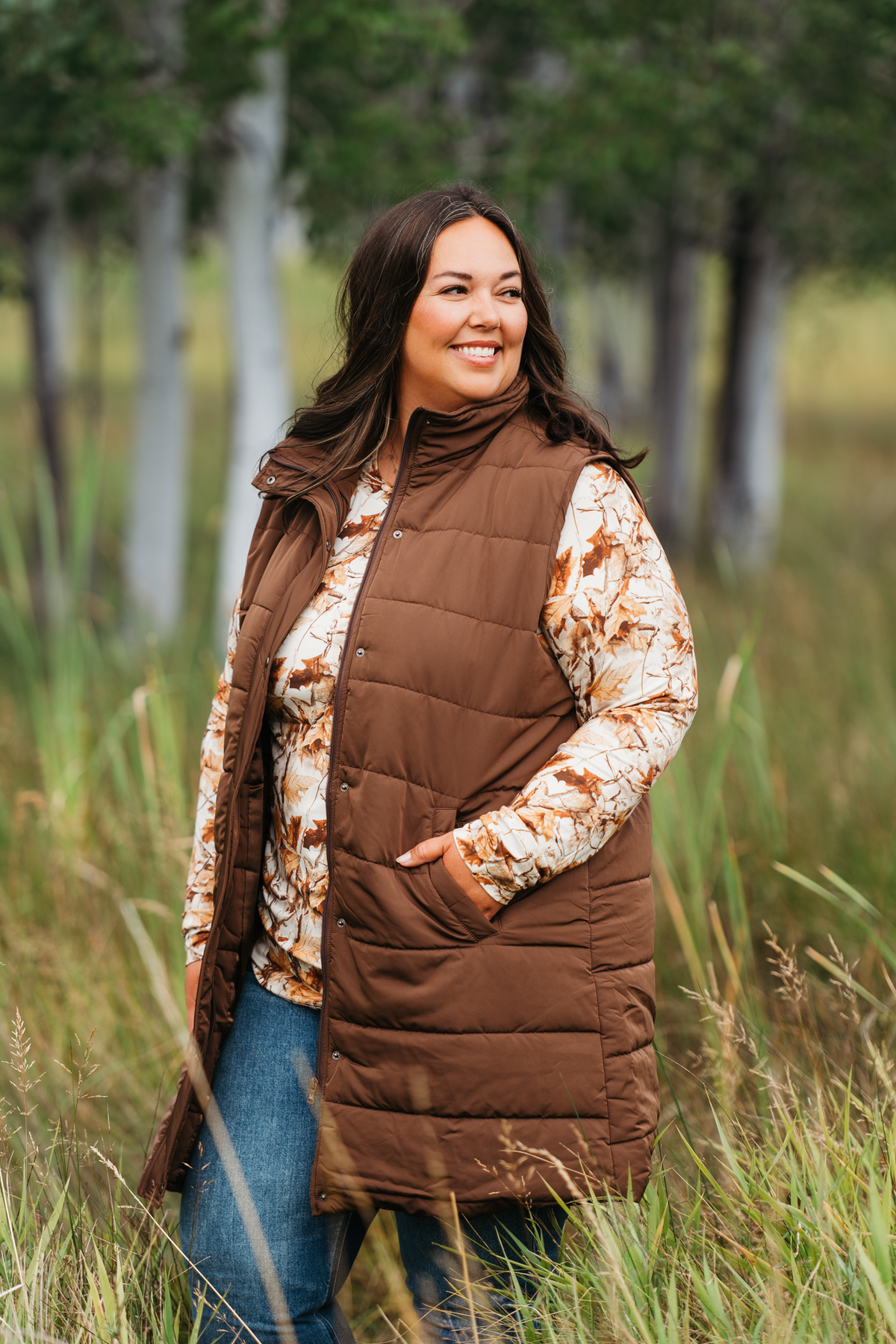 IN STOCK Harlow Long Vest - Brown