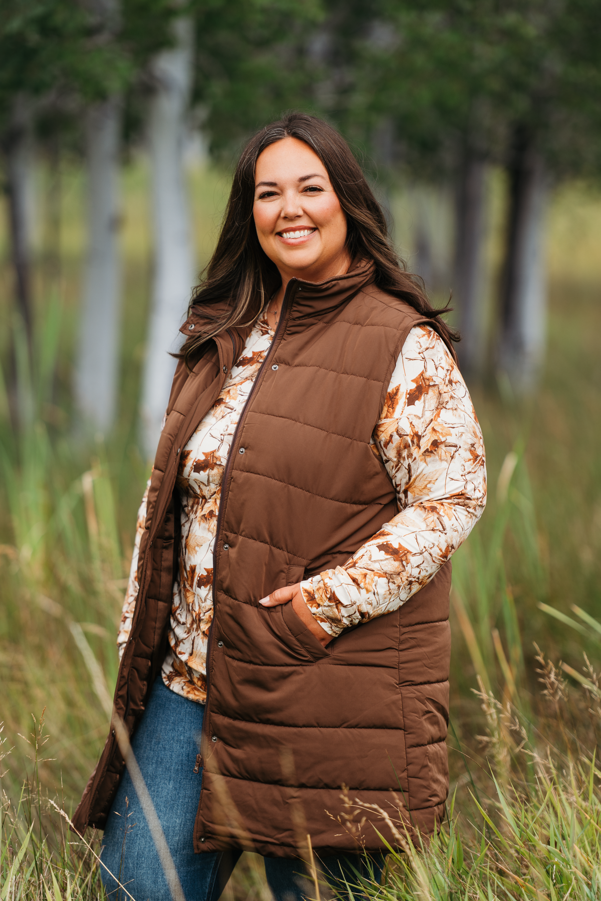 IN STOCK Harlow Long Vest - Brown