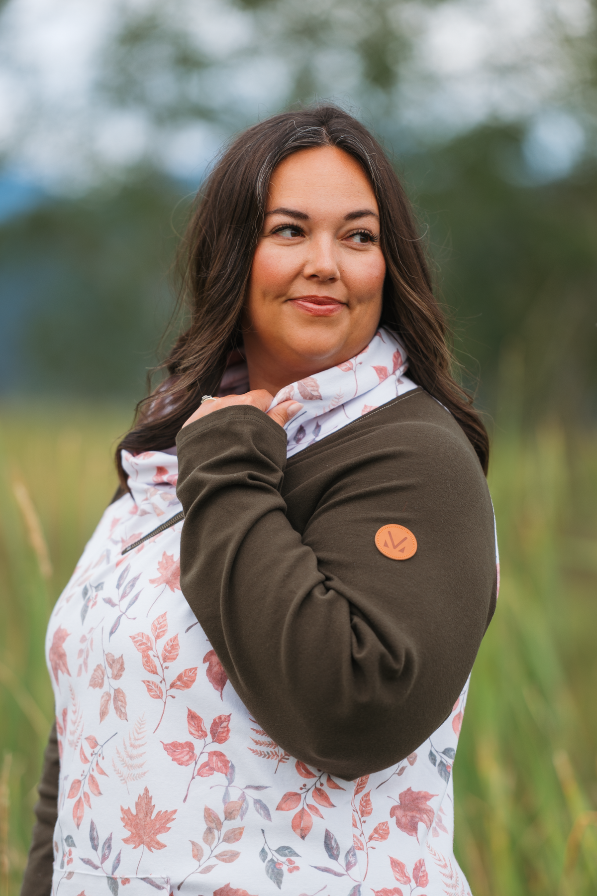 IN STOCK Classic Zoey ZipCowl Sweatshirt - Autumn Leaves and Olive