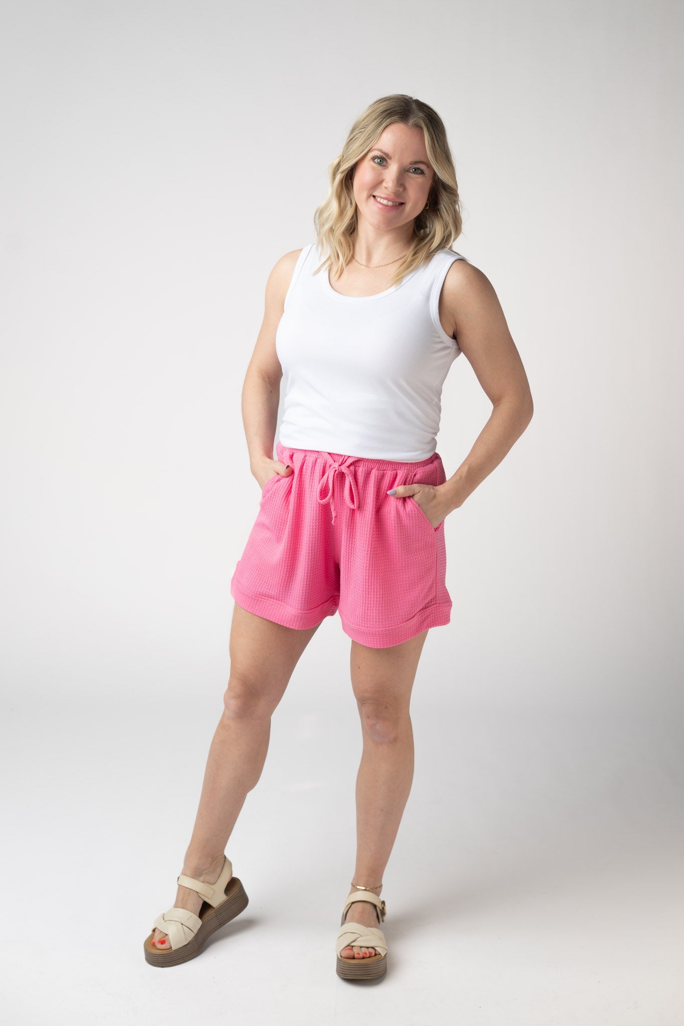 IN STOCK Weslie Waffle Shorts - Pink
