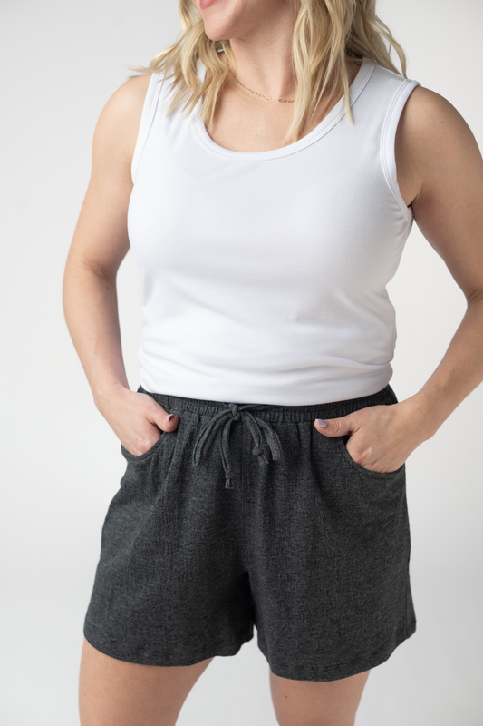 IN STOCK Candice Crinkle Shorts - Charcoal