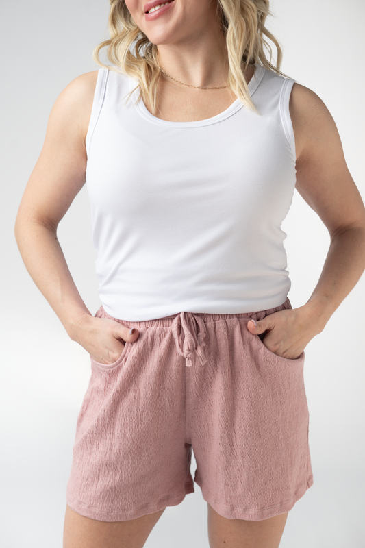 IN STOCK Candice Crinkle Shorts - Dusty Rose