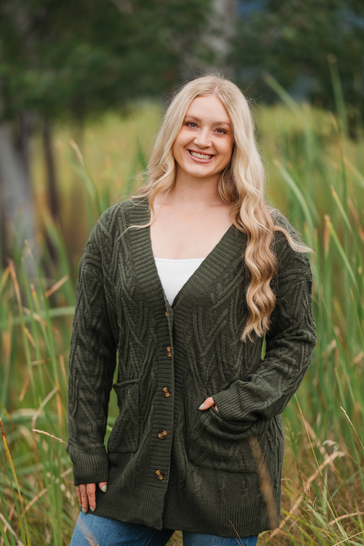 IN STOCK Brooks Button Sweater Cardigan - Olive