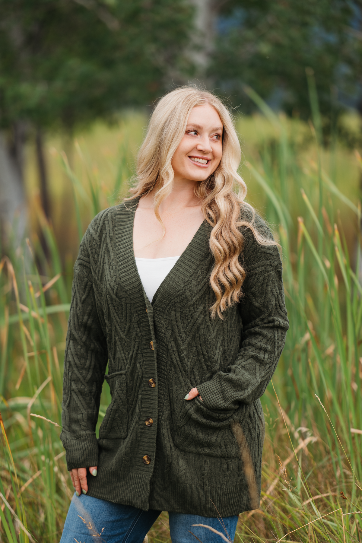 IN STOCK Brooks Button Sweater Cardigan - Olive