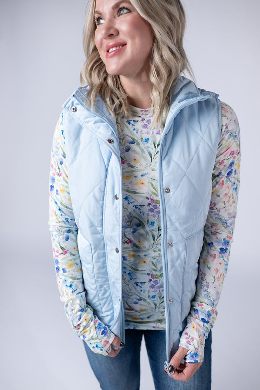 IN STOCK Remy Zip Up Vest - Sky Blue