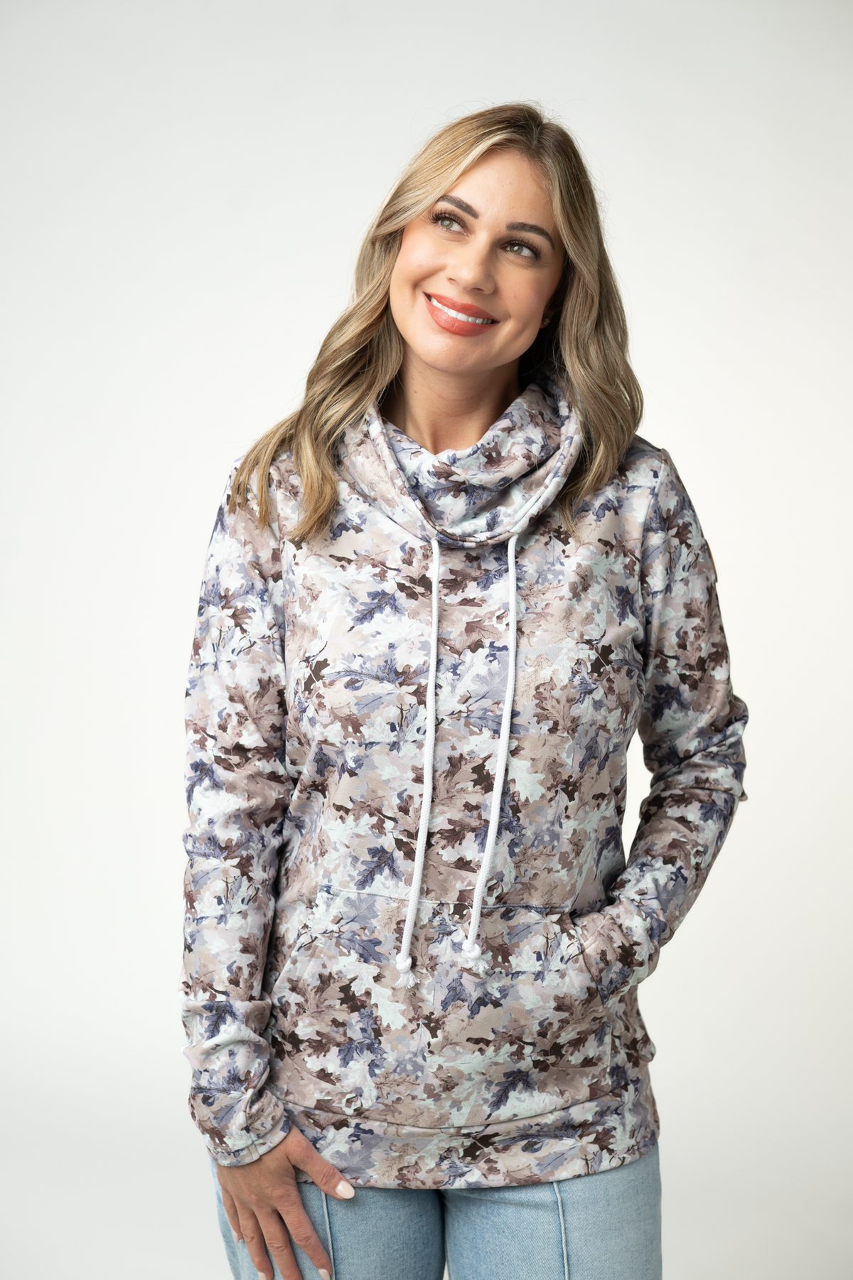 IN STOCK Soft Funnel Neck - Neutral Leaves