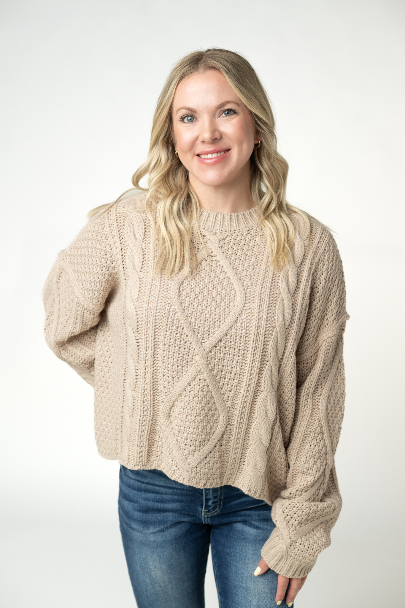 IN STOCK Cable Knit Sweater - Latte
