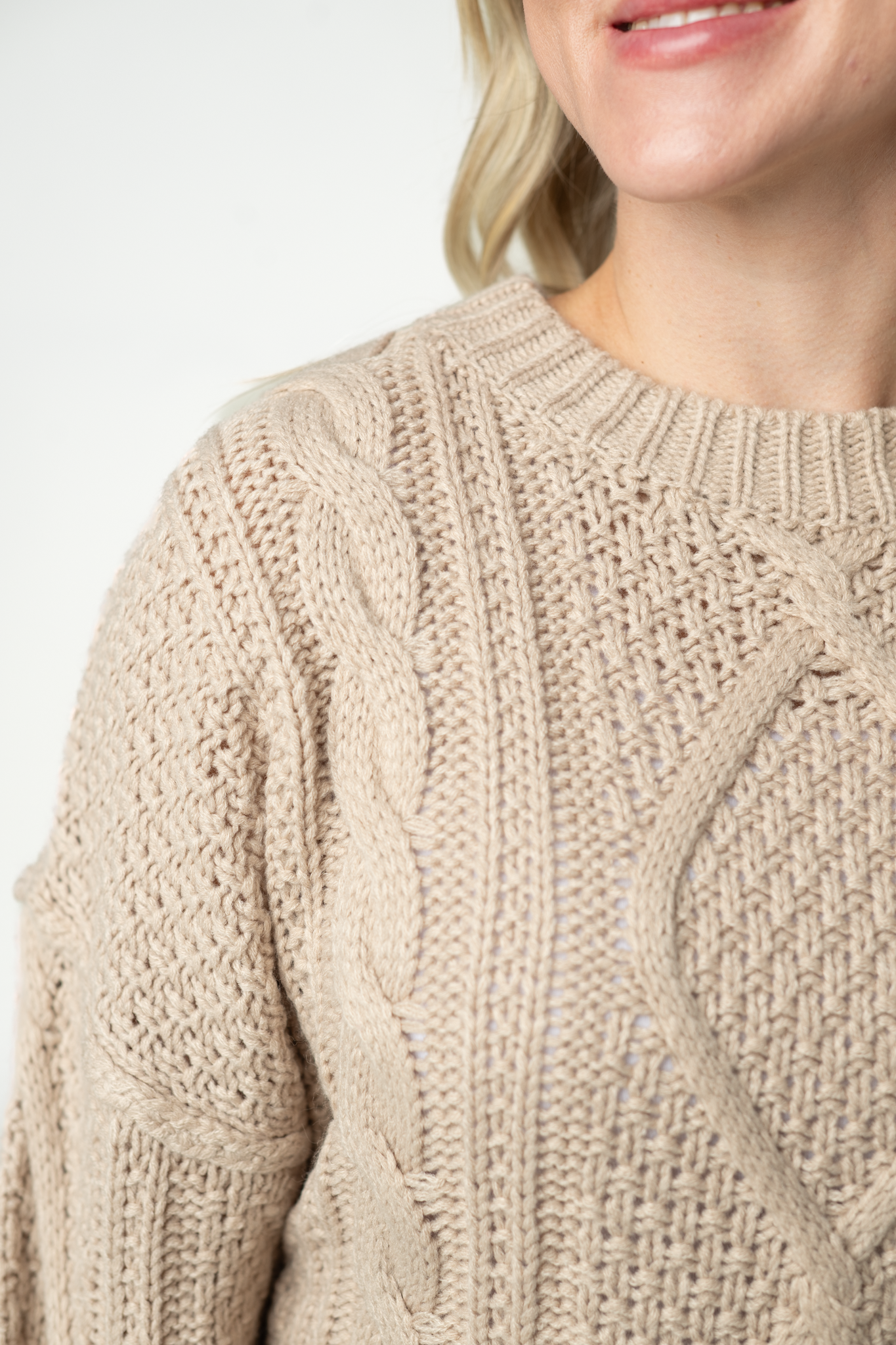 IN STOCK Cable Knit Sweater - Latte