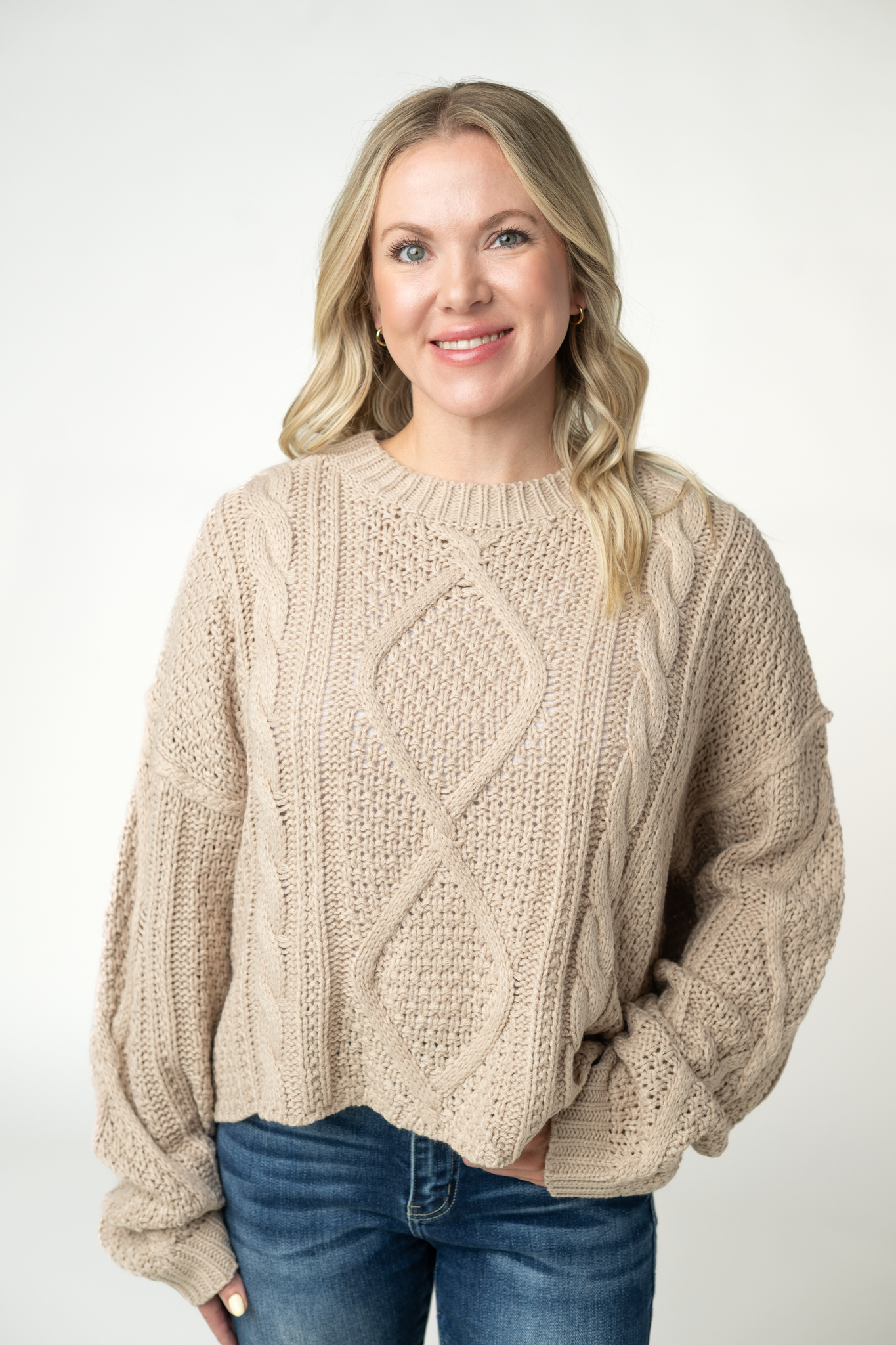 IN STOCK Cable Knit Sweater - Latte