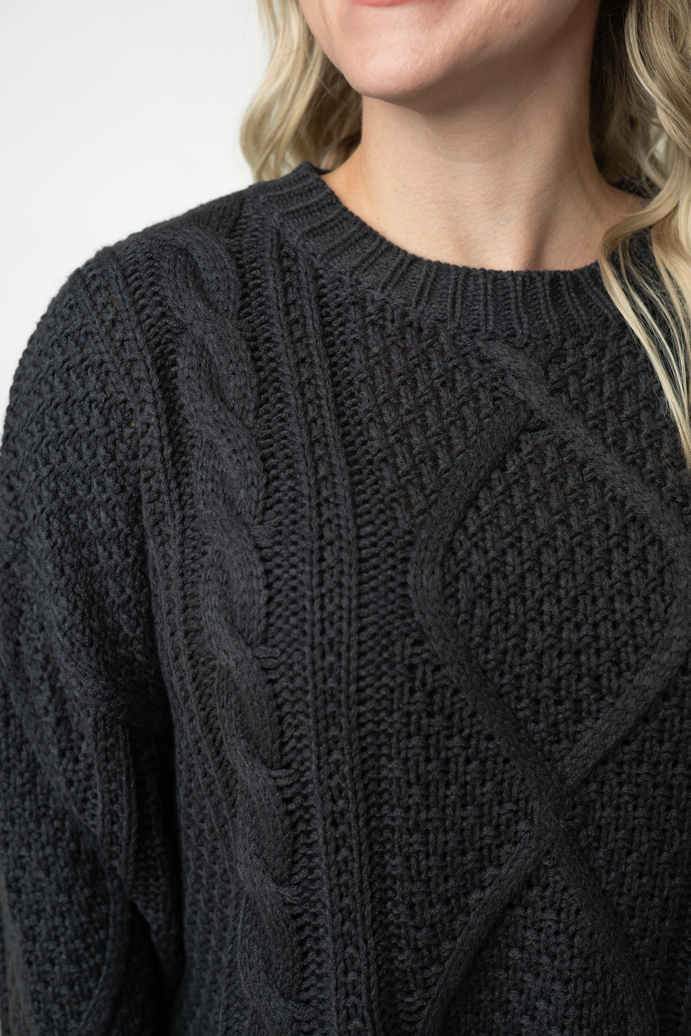 IN STOCK Cable Knit Sweater - Charcoal