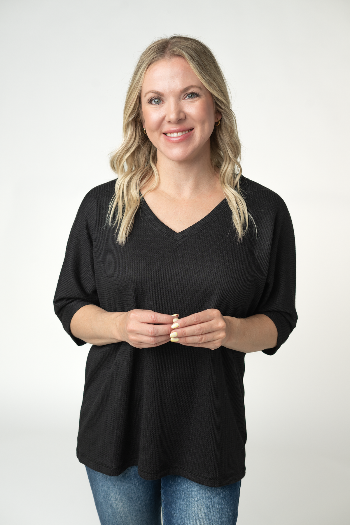 IN STOCK Emerson Waffle Top - Black