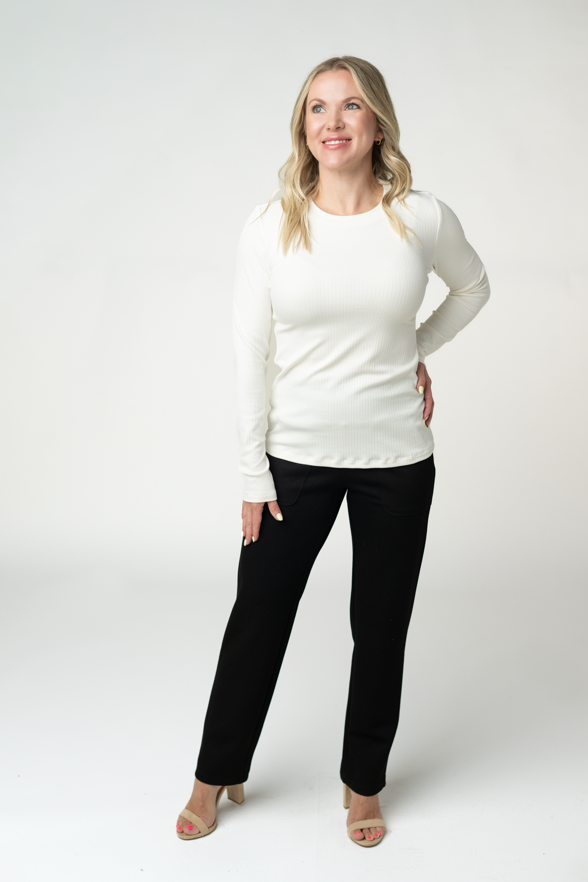 IN STOCK Reese Ribbed Long Sleeve Top - Ivory