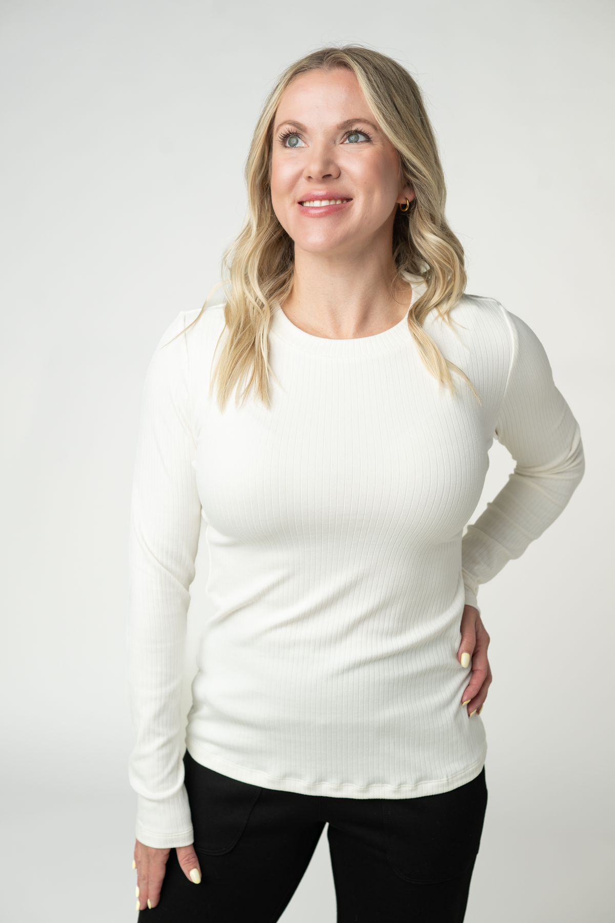 IN STOCK Reese Ribbed Long Sleeve Top - Ivory