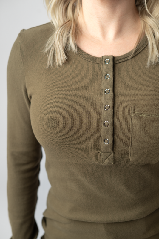 IN STOCK Georgia Long Sleeve Top - Olive
