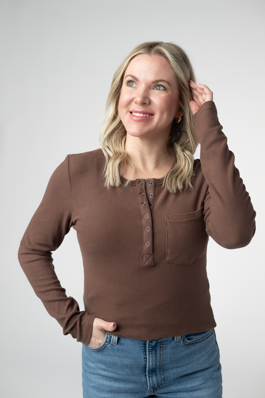 IN STOCK Georgia Long Sleeve Top - Brown