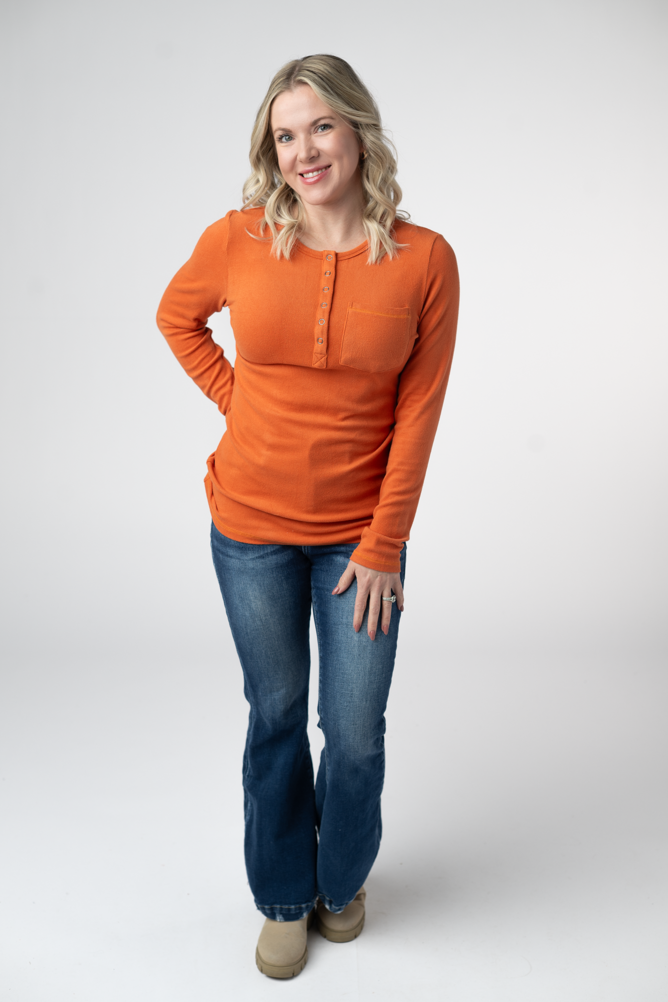 IN STOCK Georgia Long Sleeve Top - Pumpkin Spice