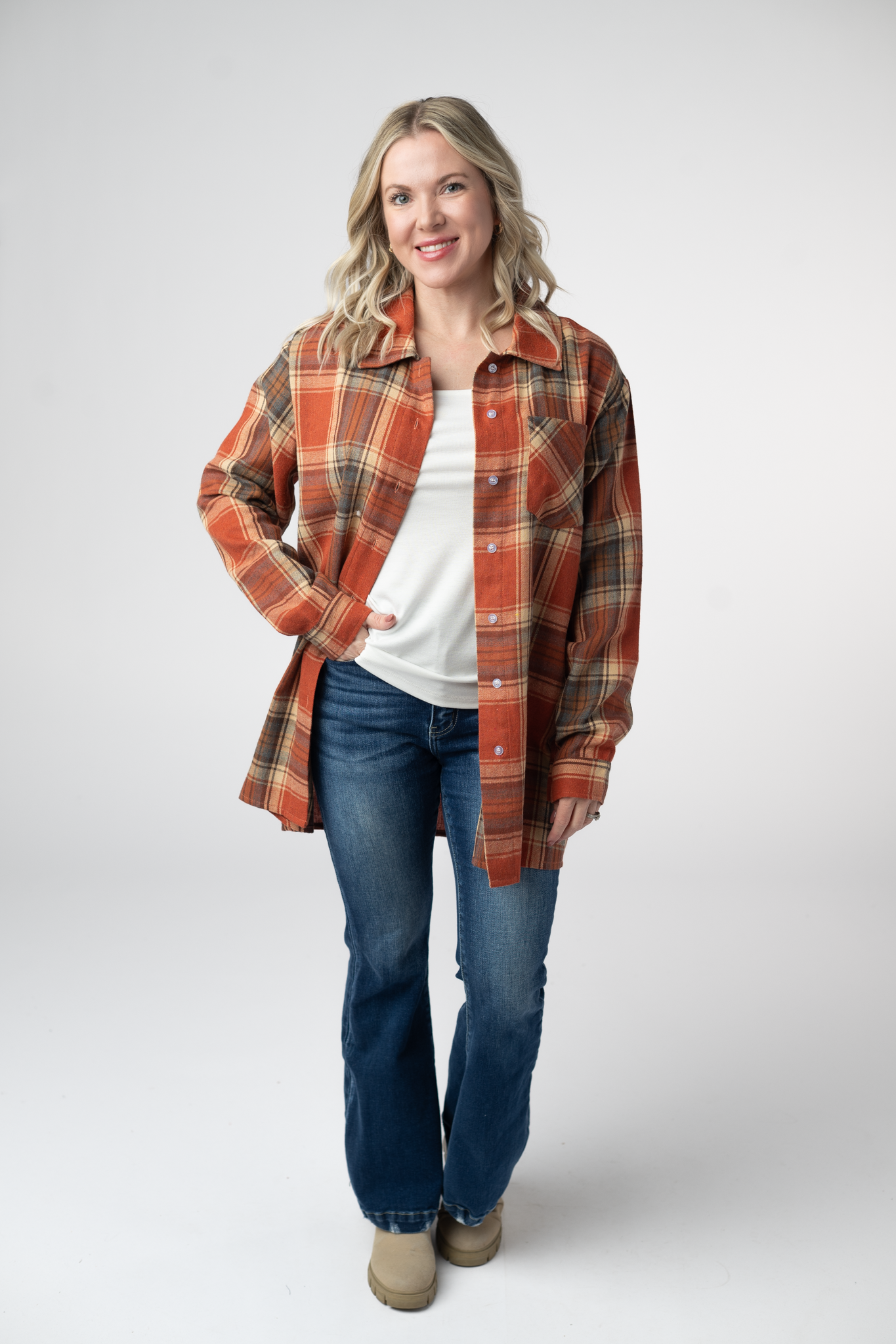 IN STOCK Tunic Plaid Top - Pumpkin Plaid