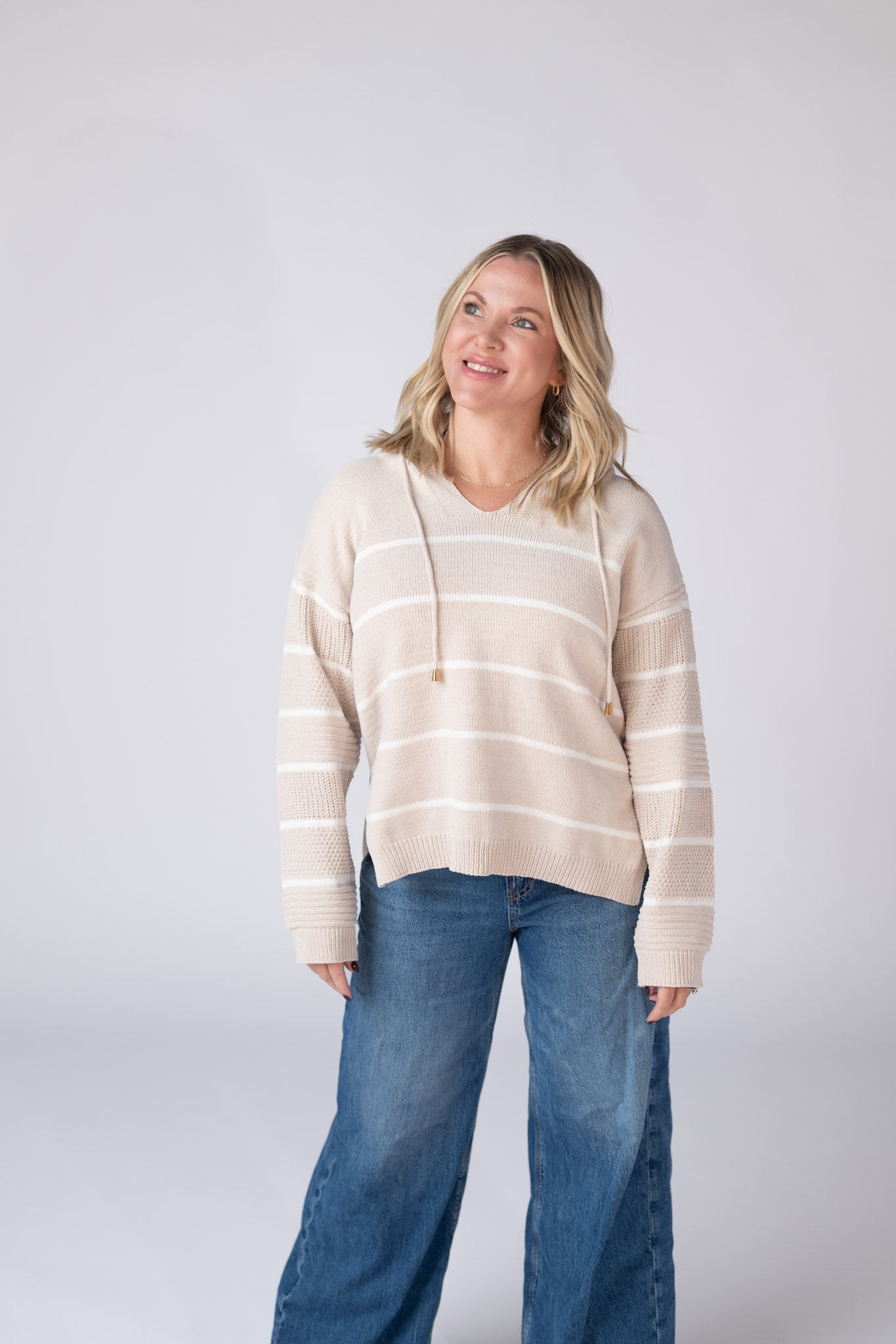 IN STOCK Maddie Striped Hoodie - Natural